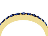 Yellow gold Round Blue Sapphire Curved Wedding Band with Channel Setting_10