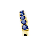Yellow gold Round Blue Sapphire Curved Wedding Band with Channel Setting_11