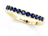 Yellow gold Round Blue Sapphire Curved Wedding Band with Channel Setting_7