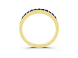Yellow gold Round Blue Sapphire Curved Wedding Band with Channel Setting_9