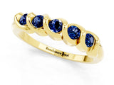 Yellow gold Round Blue Sapphire Eternity Band with Twist Prong Setting_7