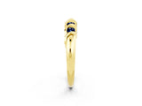 Yellow gold Round Blue Sapphire Eternity Band with Twist Prong Setting_8