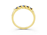 Yellow gold Round Blue Sapphire Eternity Band with Twist Prong Setting_9
