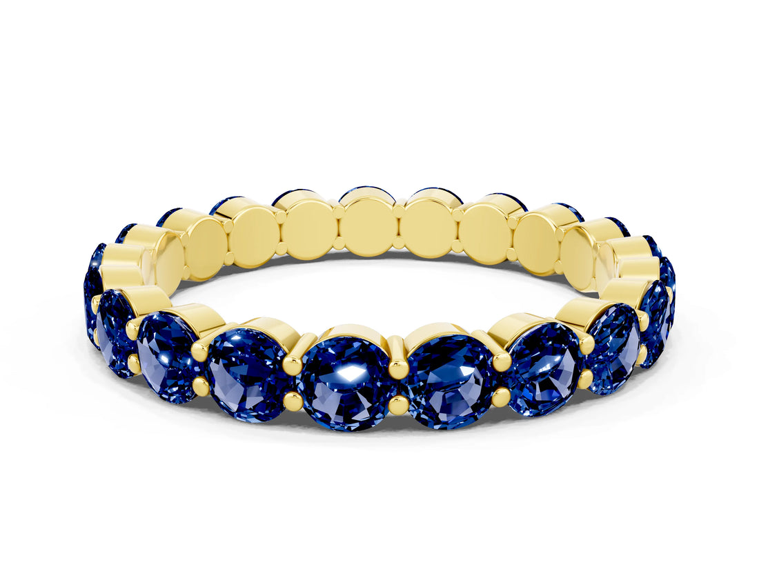 Yellow gold Round Blue Sapphire Eternity Band with U-Prong Setting_30