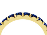 Yellow gold Round Blue Sapphire Half Eternity Band with Classic Prong Setting_10