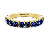 Yellow gold Round Blue Sapphire Half Eternity Band with Classic Prong Setting_6