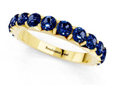 Yellow gold Round Blue Sapphire Half Eternity Band with Classic Prong Setting_7