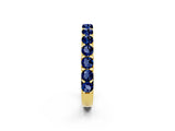 Yellow gold Round Blue Sapphire Half Eternity Band with Classic Prong Setting_8