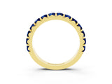 Yellow gold Round Blue Sapphire Half Eternity Band with Classic Prong Setting_9