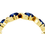 Yellow gold Round Blue Sapphire Half Eternity Band with Wave Prong Setting_10