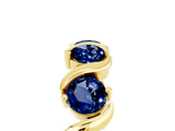 Yellow gold Round Blue Sapphire Half Eternity Band with Wave Prong Setting_11