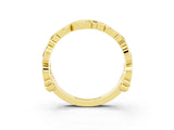 Yellow gold Round Blue Sapphire Leaf Eternity Band with Bezel Setting_45