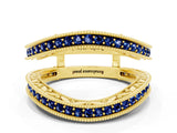 Yellow gold Round Blue Sapphire Milgrain Eternity Band with Channel Setting_18