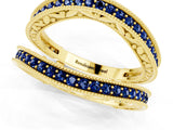 Yellow gold Round Blue Sapphire Milgrain Eternity Band with Channel Setting_19