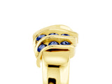 Yellow gold Round Blue Sapphire Multi-Row Crossover Band_11