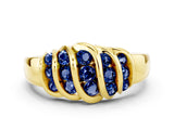 Yellow gold Round Blue Sapphire Multi-Row Crossover Band_6