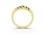 Yellow gold Round Blue Sapphire Multi-Row Crossover Band_9