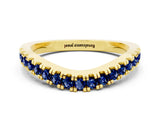 Yellow gold Round Blue Sapphire Pavé Curved Band with Shared Prong Setting_6