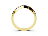 Yellow gold Round Blue Sapphire Pavé Curved Band with Shared Prong Setting_9