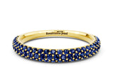 Yellow gold Round Blue Sapphire Pavé Eternity Band with Shared Prong Setting_6