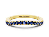Yellow gold Round Blue Sapphire Pavé Half Eternity Band with Shared Prong Setting_6