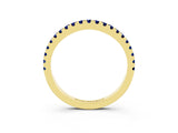 Yellow gold Round Blue Sapphire Pavé Half Eternity Band with Shared Prong Setting_9