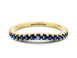 Yellow gold Round Blue Sapphire Pavé Set Curved Wedding Band_6