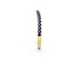 Yellow gold Round Blue Sapphire Pavé Set Curved Wedding Band_8