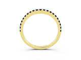 Yellow gold Round Blue Sapphire Pavé Set Curved Wedding Band_9