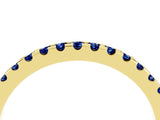 10K Yellow Gold Round Blue Sapphire Pavé Set Eternity Band with Micro Prong Setting