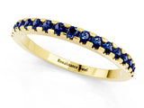 10K Yellow Gold Round Blue Sapphire Pavé Set Eternity Band with Micro Prong Setting