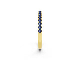 10K Yellow Gold Round Blue Sapphire Pavé Set Eternity Band with Micro Prong Setting