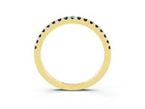 10K Yellow Gold Round Blue Sapphire Pavé Set Eternity Band with Micro Prong Setting