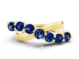 Yellow gold Round Blue Sapphire Prong-Set Crossover Band_6