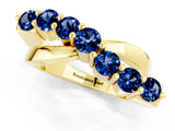 Yellow gold Round Blue Sapphire Prong-Set Crossover Band_7