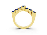 Yellow gold Round Blue Sapphire Prong-Set Crossover Band_9