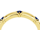 Yellow gold Round Blue Sapphire Prong Set Milgrain Eternity Band_10