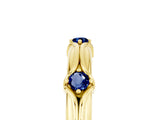 Yellow gold Round Blue Sapphire Prong Set Milgrain Eternity Band_11