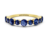 Yellow gold Round Blue Sapphire Scalloped Prong Set Eternity Band_18