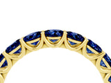 10K Yellow Gold Round Blue Sapphire Shared Prong Eternity Band