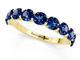 10K Yellow Gold Round Blue Sapphire Shared Prong Eternity Band