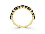 10K Yellow Gold Round Blue Sapphire Shared Prong Eternity Band