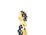 Yellow gold Round Blue Sapphire Twist Eternity Band with Pavé Setting_11