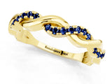 Yellow gold Round Blue Sapphire Twist Eternity Band with Pavé Setting_7