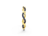 Yellow gold Round Blue Sapphire Twist Eternity Band with Pavé Setting_8
