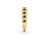 Yellow gold Round Blue Sapphire Twist Milgrain Band with Bezel Setting_14