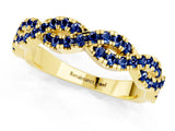 Yellow gold Round Blue Sapphire Twisted Eternity Band with Pavé and Shared Prong Setting_23