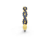 Yellow gold Round Blue Sapphire Twisted Eternity Band with Pavé and Shared Prong Setting_24