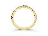 Yellow gold Round Blue Sapphire Twisted Eternity Band with Pavé and Shared Prong Setting_25