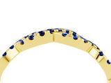 Yellow gold Round Blue Sapphire Twisted Eternity Band with Pavé and Shared Prong Setting_26